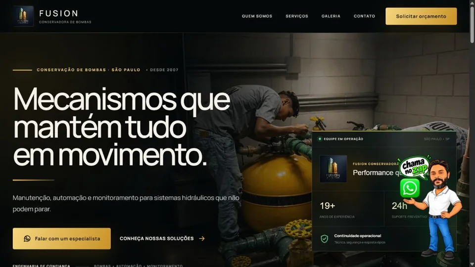 Previa do site Fusion Conservadora de Bombas