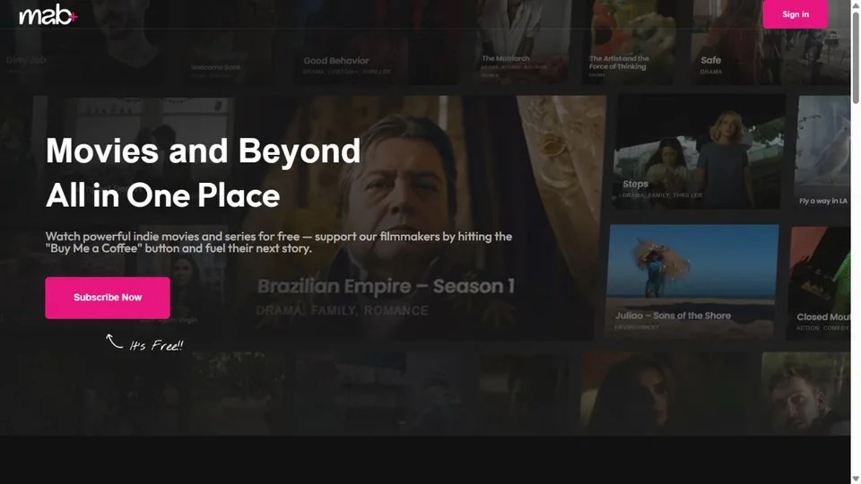 Previa do site MAB+ Movies & Beyond
